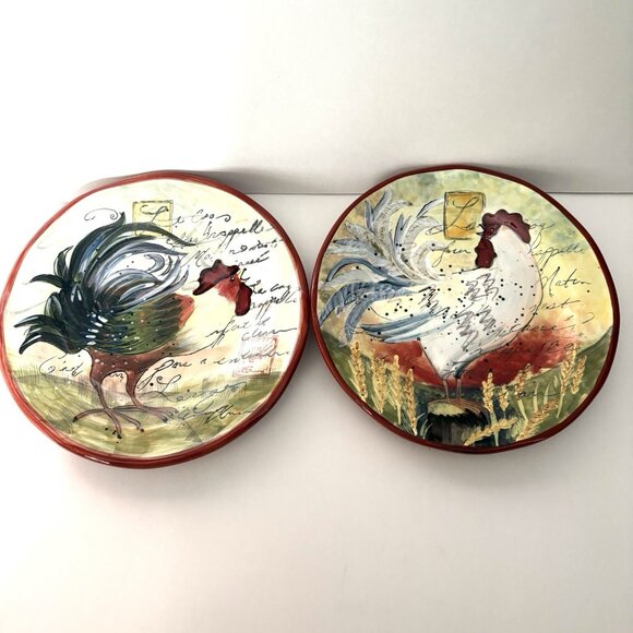 Vintage SUSAN WINGET Le Rooster Salad Plates Set 2 Certified International 8.75” - Picture 5 of 9